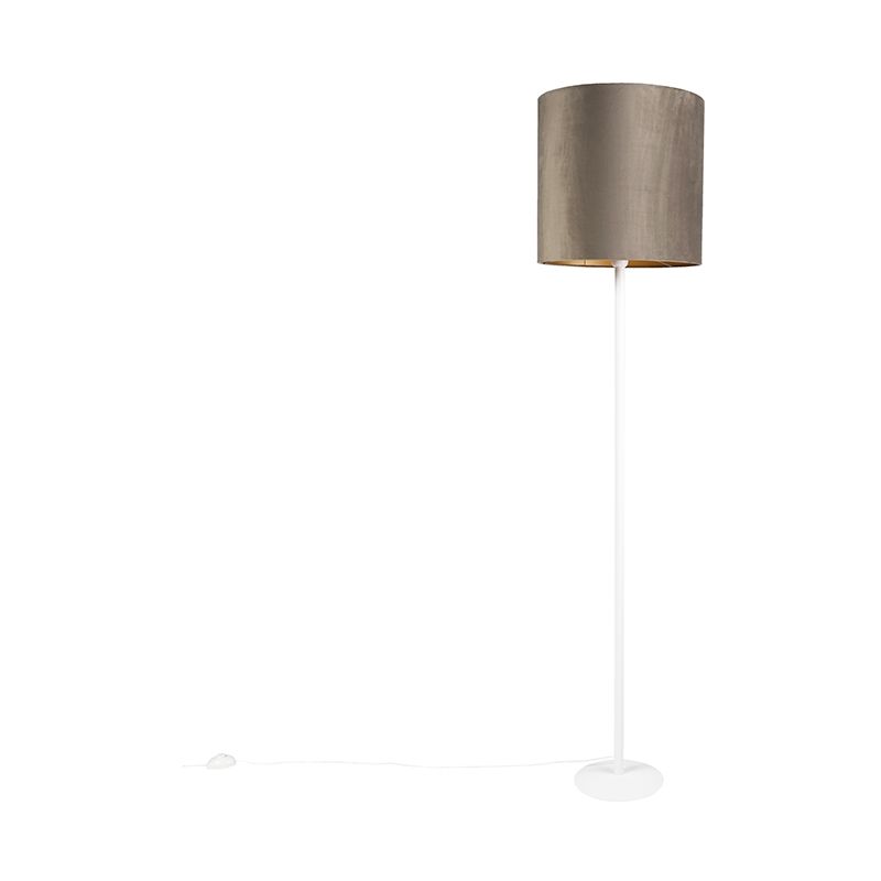 Image of Lampada da terra - Moderno - Tessuto,Acciaio - Bianco/Oro/Taupe - Oblungo Max. 1 x Watt - Taupe - Qazqa