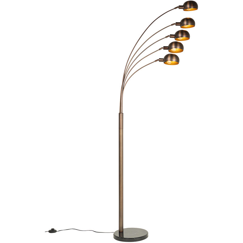 Image of QAZQA Lampada da terra sixties - Design - Acciaio,Marmo - Bronzo/Oro/Ottone - Oblungo Max. 5 x Watt - Bronzo