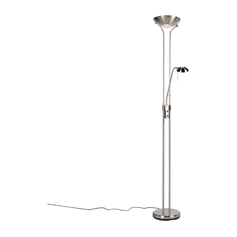 Image of Lampada da terra uplighter diva - Moderno - Acciaio - Acciaio - Tondo/Oblungo (non sostituibile) led Max. x 18 Watt - Qazqa