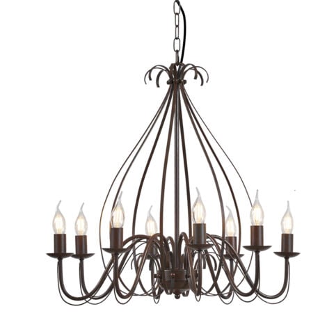 QAZQA + Lampadario stile italiano giuseppe - rustico - Acciaio - Ruggine - Tondo Max. 8 x Watt
