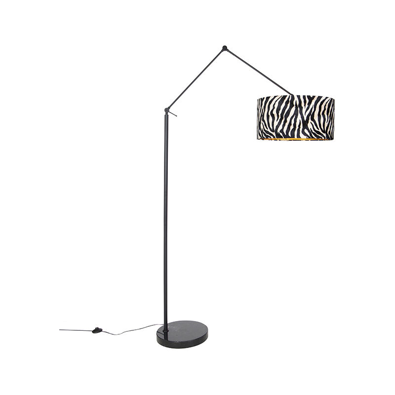 Image of Lampada da terra editor - Moderno - Acciaio,Tessuto - Stampa zebrata - Oblungo Max. 1 x Watt - Stampa zebrata - Qazqa