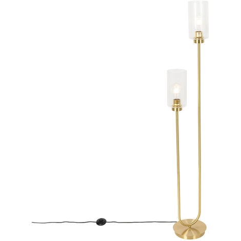 QAZQA laura - Lampadaire - 2 lumière - H 148 cm - Doré - Art Deco - éclairage intérieur - Salon I Chambre I Cuisine I Salle à manger