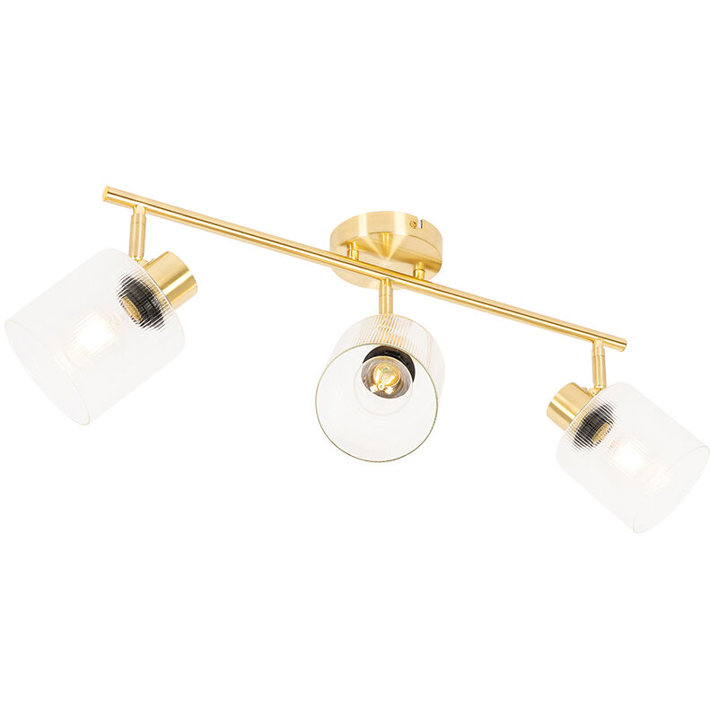 Qazqa - laura - Spot plafond, plafonnier - 3 lumière - l 83 cm - Doré - Art Deco - éclairage intérieur - Salon i Chambre i Cuisine i Salle à manger