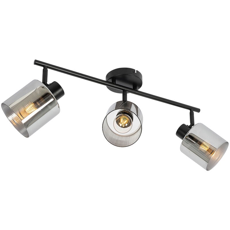 Qazqa - laura - Spot plafond, plafonnier - 3 lumière - l 83 cm - Gris - Art Deco - éclairage intérieur - Salon i Chambre i Cuisine i Salle à manger