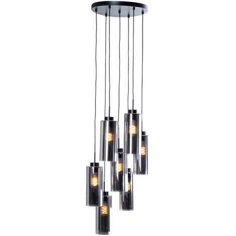 QAZQA laura - Suspension - 7 lumière - Ø 50 cm - Gris - Art Deco - éclairage intérieur - Salon I Chambre I Cuisine I Salle à manger