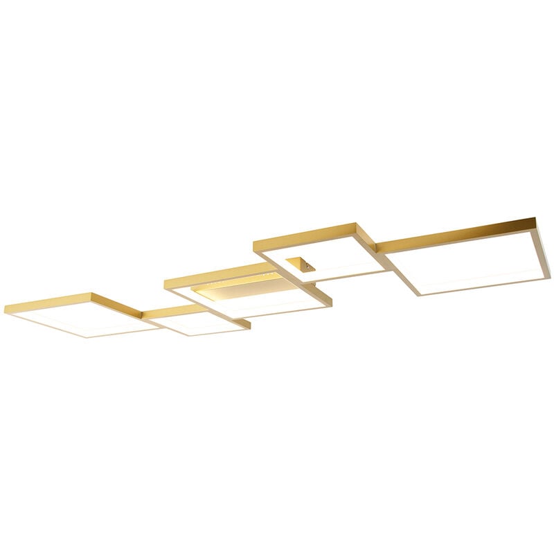 Qazqa - lejo - led Dimmable Plafonnier variateur inclus - 5 lumière - l 122.5 cm - Doré/Laiton - Design - éclairage intérieur - Salon i Chambre i