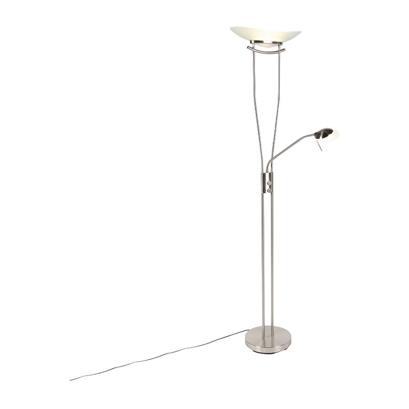 Qazqa - lexus - led Dimmable Lampadaire avec lampe de lecture variateur inclus - 1 lumière - h 1800 mm - Acier - Moderne - éclairage intérieur