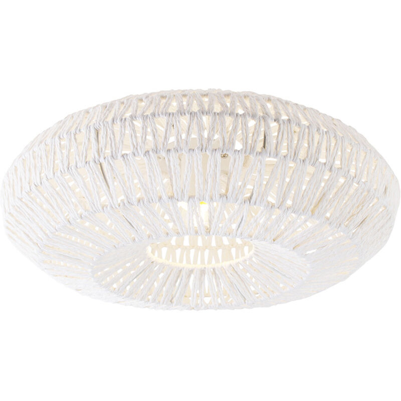 Qazqa - lina - led Dimmable Plafonnier variateur inclus - 1 lumière - ø 50 cm - Blanc - Rétro - éclairage intérieur - Salon i Chambre i Cuisine i