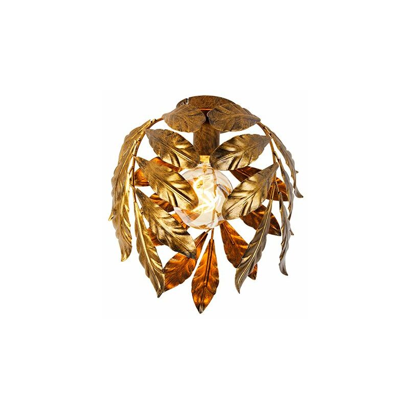 Qazqa - linden - Plafonnier - 1 lumière - ø 30 cm - Doré/Laiton - Classique/Antique - éclairage intérieur - Salon i Chambre i Cuisine i Salle à manger