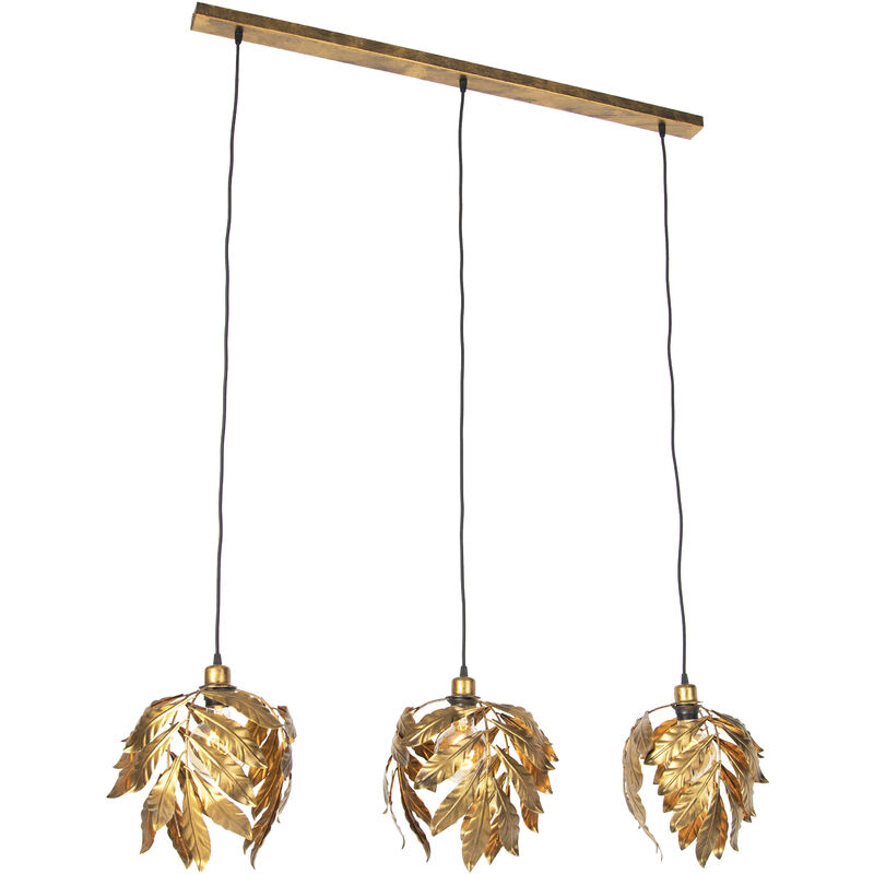 Linden - Suspension multiples - 3 lumière - l 100 cm - Doré/Laiton - Classique/Antique - éclairage intérieur - Salon i Chambre i Cuisine i Salle à