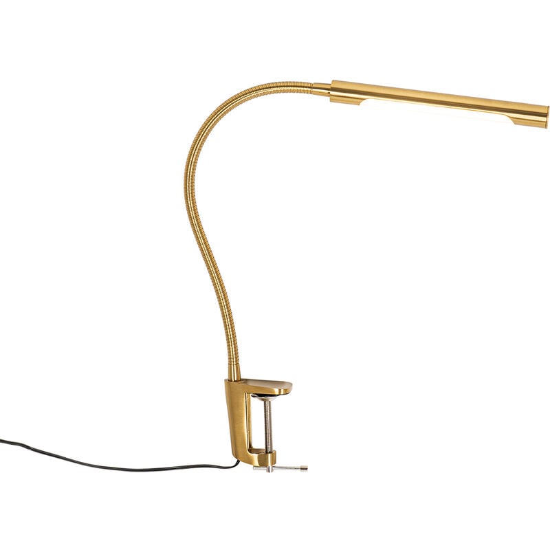 Qazqa - lionard - led Dimmable Lampe de table variateur inclus - 1 lumière - l 3.4 cm - Doré/Laiton - Moderne - éclairage intérieur - Salon i Chambre