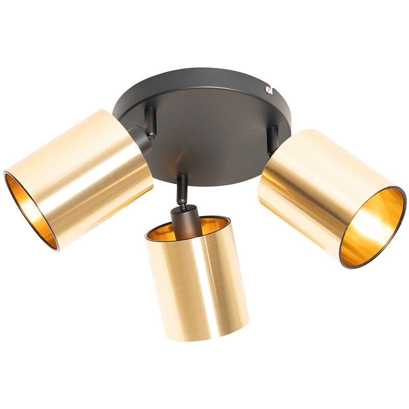 Lofty - Spot plafond, plafonnier - 3 lumière - ø 23 cm - Noir et Or - Moderne - éclairage intérieur - Salon i Chambre i Cuisine i Salle à manger