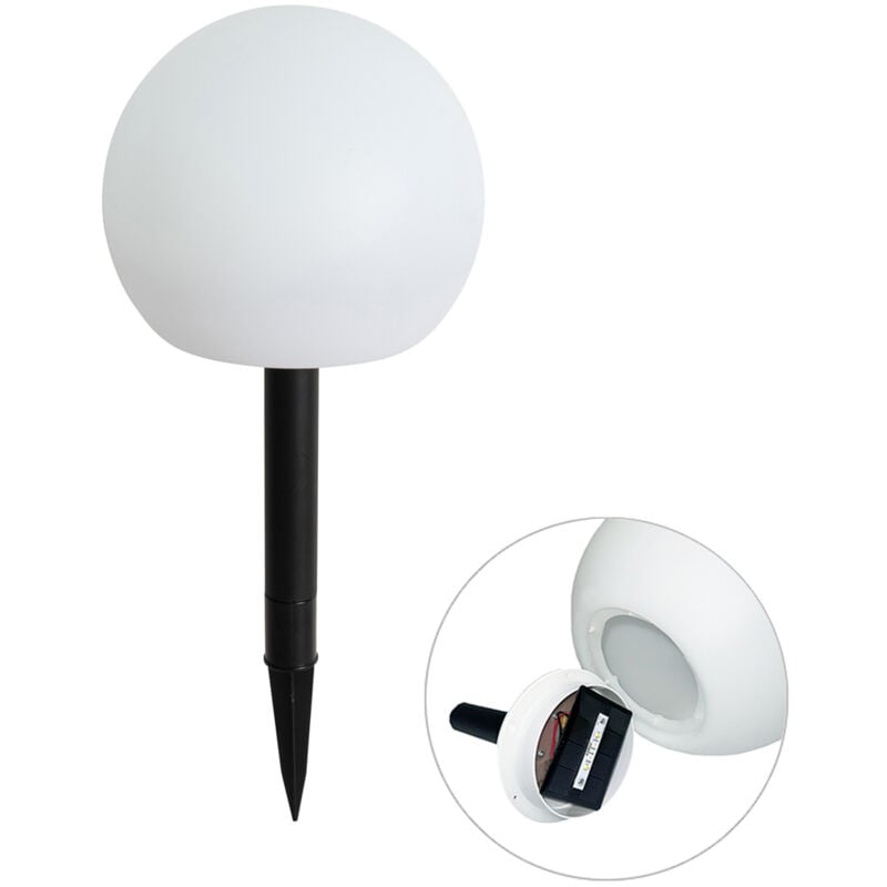 Qazqa - ludger - led Spot sur piquet solaire - 1 lumière - ø 20 cm - Blanc - Moderne - éclairage extérieur