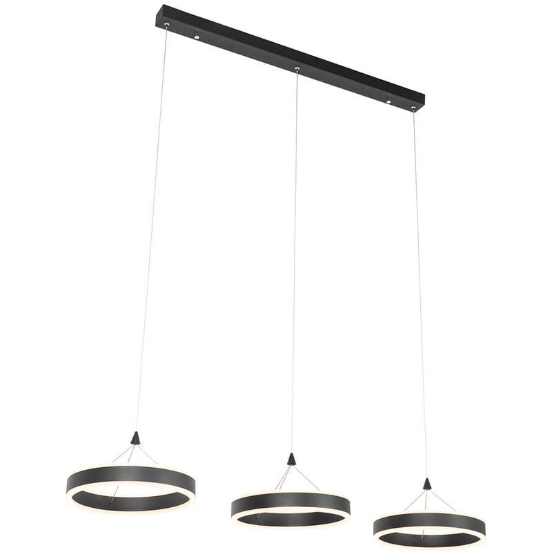 Lyani - led Dimmable Suspension multiples variateur inclus - 3 lumière - l 110 cm - Noir - Design - éclairage intérieur - Salon i Chambre i Cuisine i