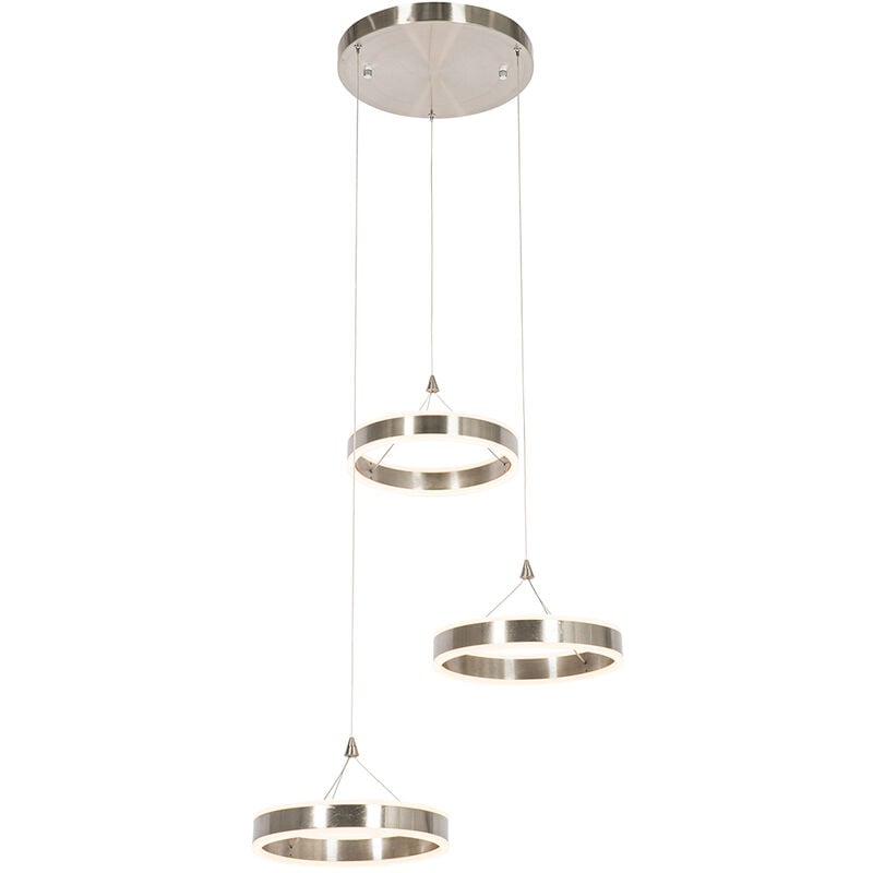 Lyani - led Suspension - 3 lumière - ø 62 cm - Acier - Design - éclairage intérieur - Salon i Chambre i Cuisine i Salle à manger - Qazqa