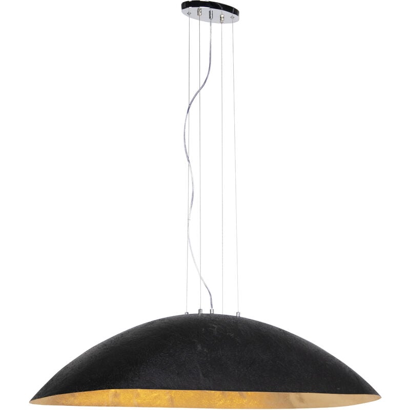 Qazqa - magna xingjin - Suspension avec Abat-Jour - 3 lumière - l 1150 mm - Noir - Moderne - éclairage intérieur - Salon