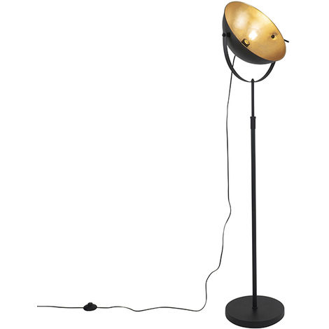 QAZQA magnax - Lampadaire Industriel - 1 lumière - H 169 cm - Noir - Rustique - Éclairage intérieur - Salon I Chambre - Noir
