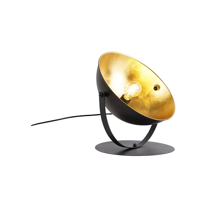 magnax - lampe de table industriel 1 lumiere l 40.5 cm noir rustique eclairage interieur salon | chambre qazqa