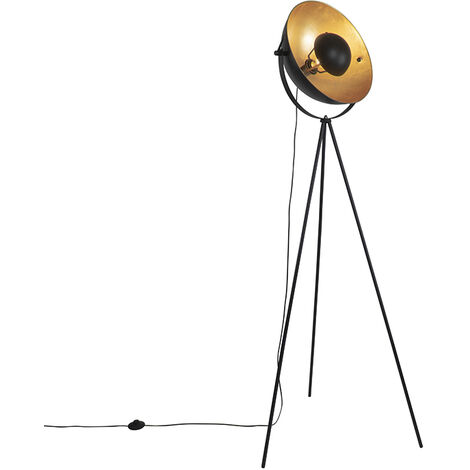 QAZQA magnax - Lampe de table trépied/tripode - 1 lumière - H 170.5 cm - Noir - Rustique - éclairage intérieur - Salon I Chambre