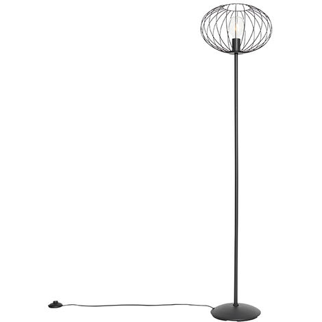 QAZQA Margarita - Lampadaire Design - 1 lumière - H 153 cm - Noir - Design - Éclairage intérieur - Salon I Chambre I Cuisine I Salle à manger - Noir
