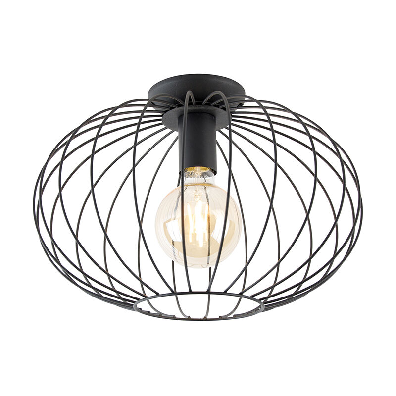 Qazqa - margarita - led Dimmable Suspension variateur inclus - 1 lumière - ø 36 cm - Noir - Design - éclairage intérieur - Salon i Chambre i Cuisine