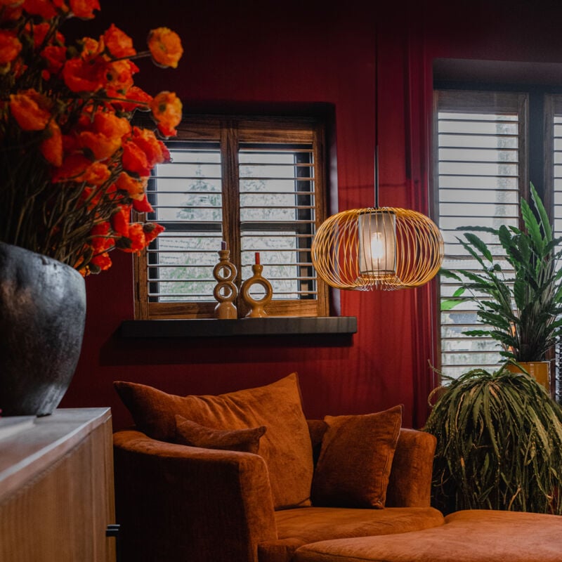 Marnie - Suspension - 1 lumière - ø 50 cm - Noir et Or - Design - éclairage intérieur - Salon i Chambre i Cuisine i Salle à manger - Qazqa