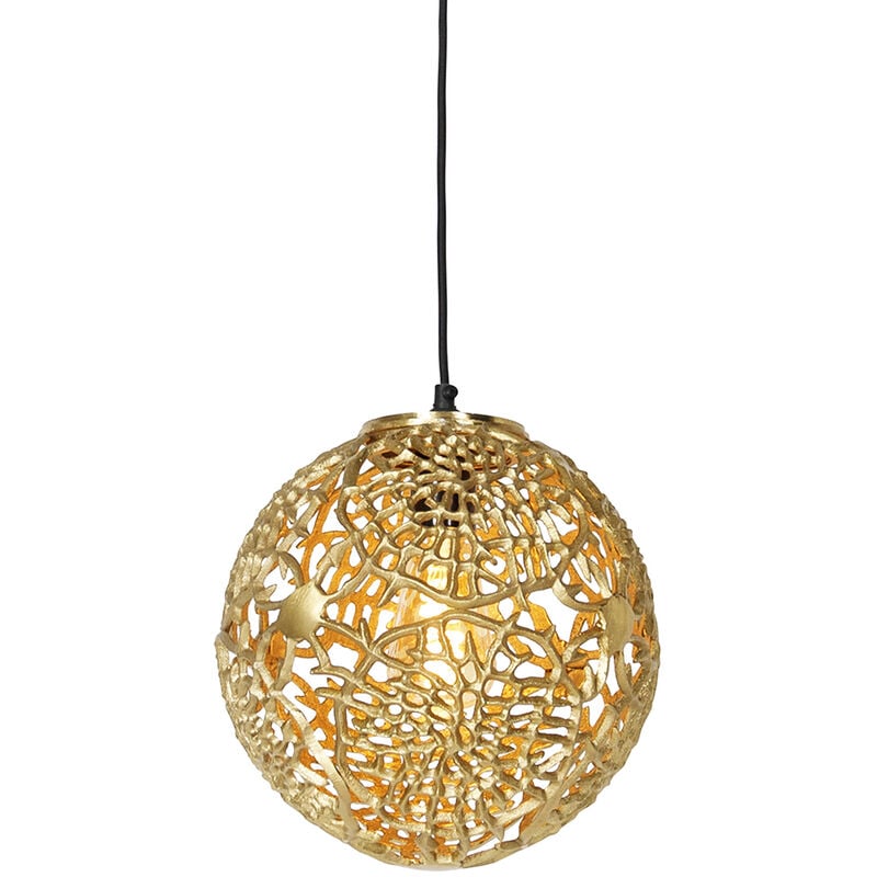 Qazqa - maro - Suspension - 1 lumière - ø 26 cm - Doré/Laiton - Art Deco - éclairage intérieur - Salon i Chambre i Cuisine i Salle à manger