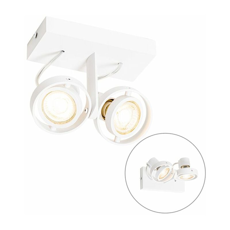 Qazqa - master - Spot plafond, plafonnier - 2 lumière - l 15.6 cm - Blanc - Moderne - éclairage intérieur - Salon i Chambre i Cuisine i Salle à manger
