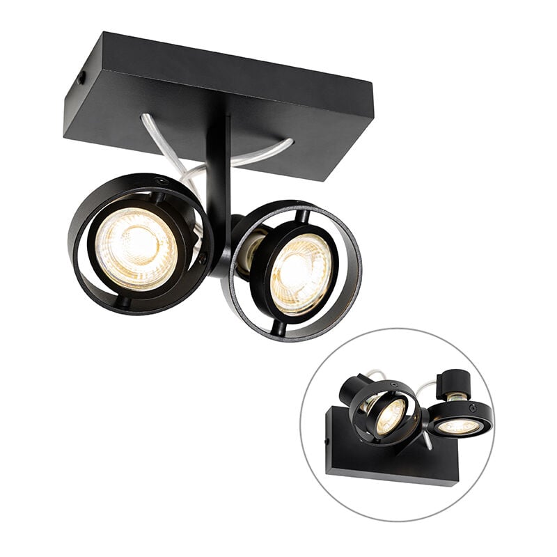 Qazqa - master - Spot plafond, plafonnier - 2 lumière - l 15.6 cm - Noir - Moderne - éclairage intérieur - Salon i Chambre i Cuisine i Salle à manger