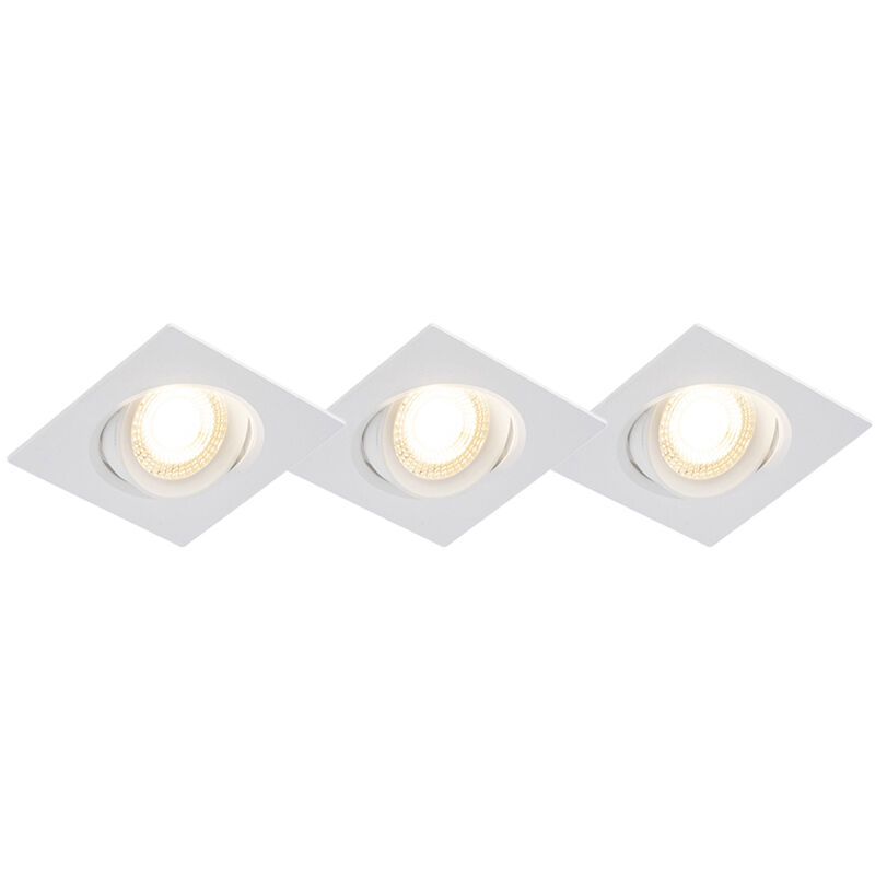 Qazqa - miu - led Dimmable Spot encastrable variateur inclus - 3 lumière - l 92 mm - Blanc - Moderne - éclairage intérieur - Salon i Chambre i