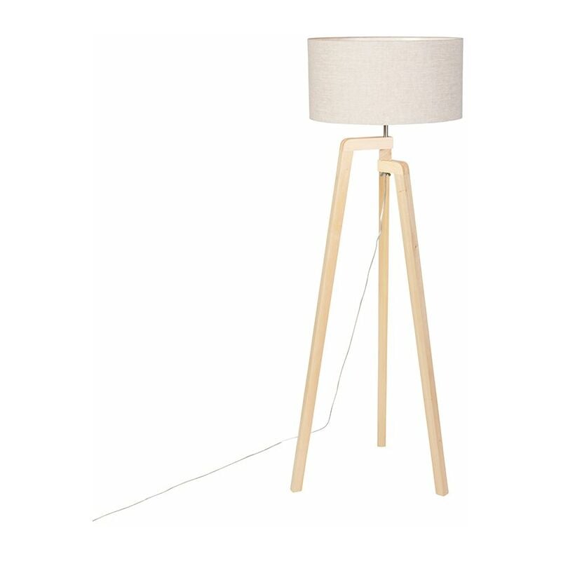 QAZQA puros - Lampe de table trépied/tripode - 1 lumière - H 1450 mm - Gris - Moderne - éclairage intérieur - Salon I Chambre I Cuisine I Salle à