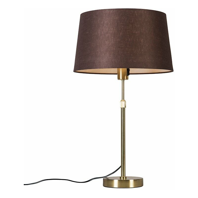 Qazqa - Parte - Lampe de table avec Abat-Jour - 1 lumière - ø 350 mm - Doré/Laiton - Moderne - éclairage intérieur - Salon i Chambre i Cuisine i