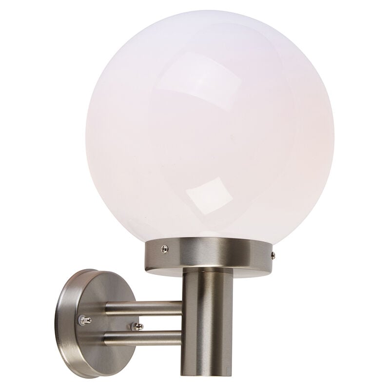 

QAZQA Moderno Aplique moderno acero inoxidable IP44 - SFERA Plástico / Redonda Adecuado para LED Max. 1 x 60 Watt
