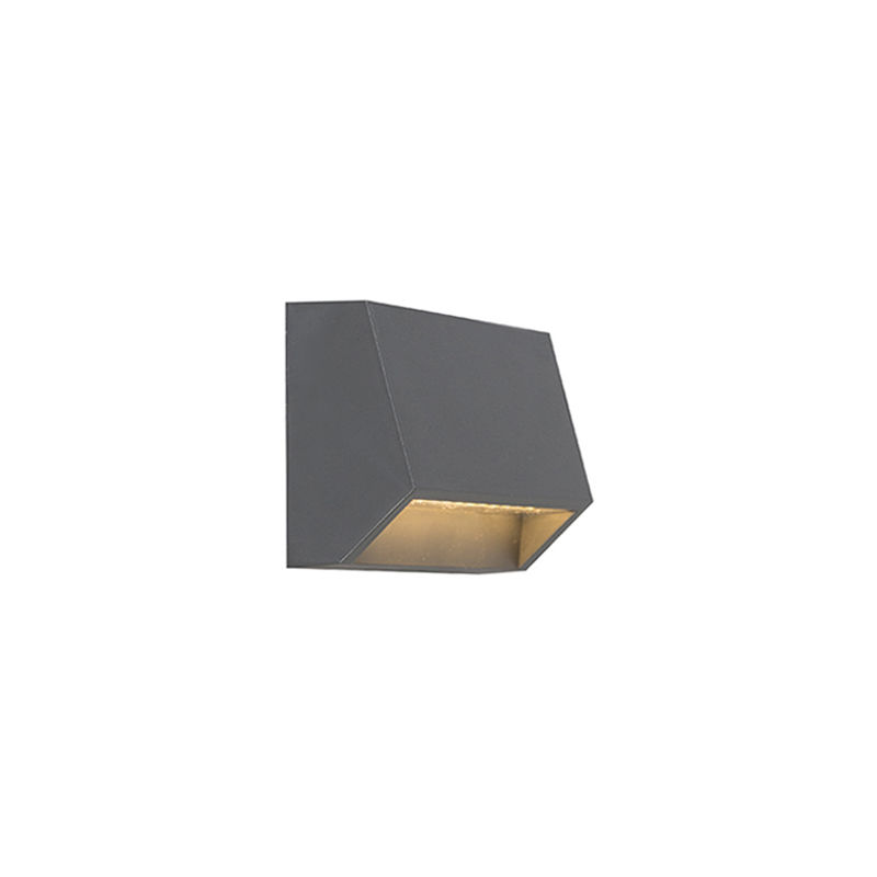 

QAZQA + Moderno Aplique moderno gris oscuro LED IP54 - SANDSTONE 1 Plástico Rectangular Incluye LED Max. 1 x 1.5 Watt