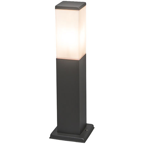 QAZQA + Moderno Baliza moderna gris oscuro 45cm IP44 - MALIOS Plástico /Acero inoxidable Rectangular Adecuado para LED Max. 1 x 60 Watt