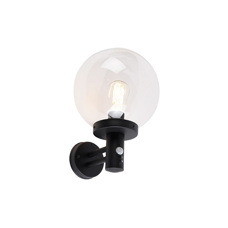 

Moderno Aplique negro plástico transparente sensor-movimiento IP44 - SFERA /Acero /Acero inoxidable Redonda Adecuado para LED Max. 1 x 40 Watt - Qazqa