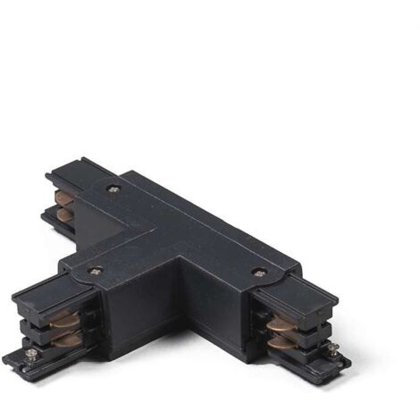 QAZQA Moderno Conector en T para carril trifásico izquierdo B negro Plástico Adecuado para LED Max. x Watt