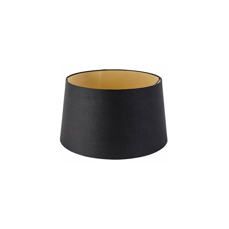 Image of Moderno Cotone Paralume cotone nero 35/30/20 interno dorato , Paralume per lampade a sospensione,Paralume per lampade a terra - Nero - Qazqa