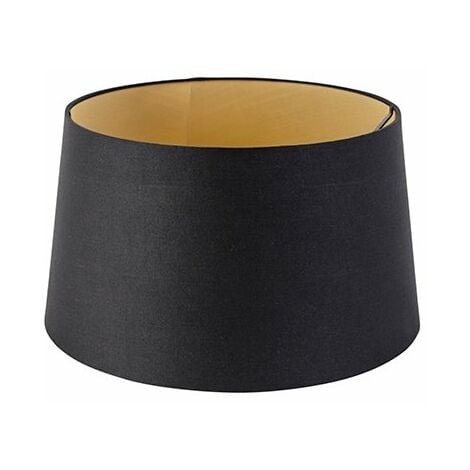 QAZQA Moderno Cotone Paralume in cotone nero 35/30/20 con interno dorato ,