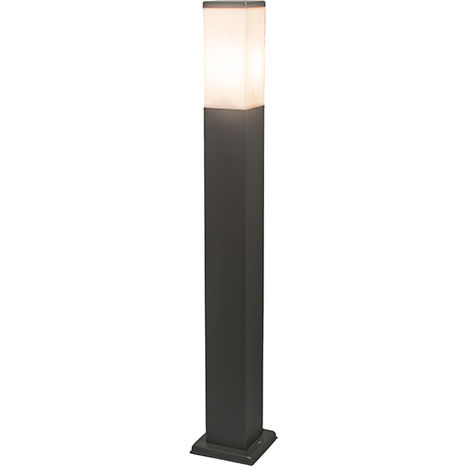 QAZQA + Moderno Baliza moderna gris oscuro 45cm IP44 - MALIOS Plástico /Acero inoxidable Rectangular Adecuado para LED Max. 1 x 60 Watt