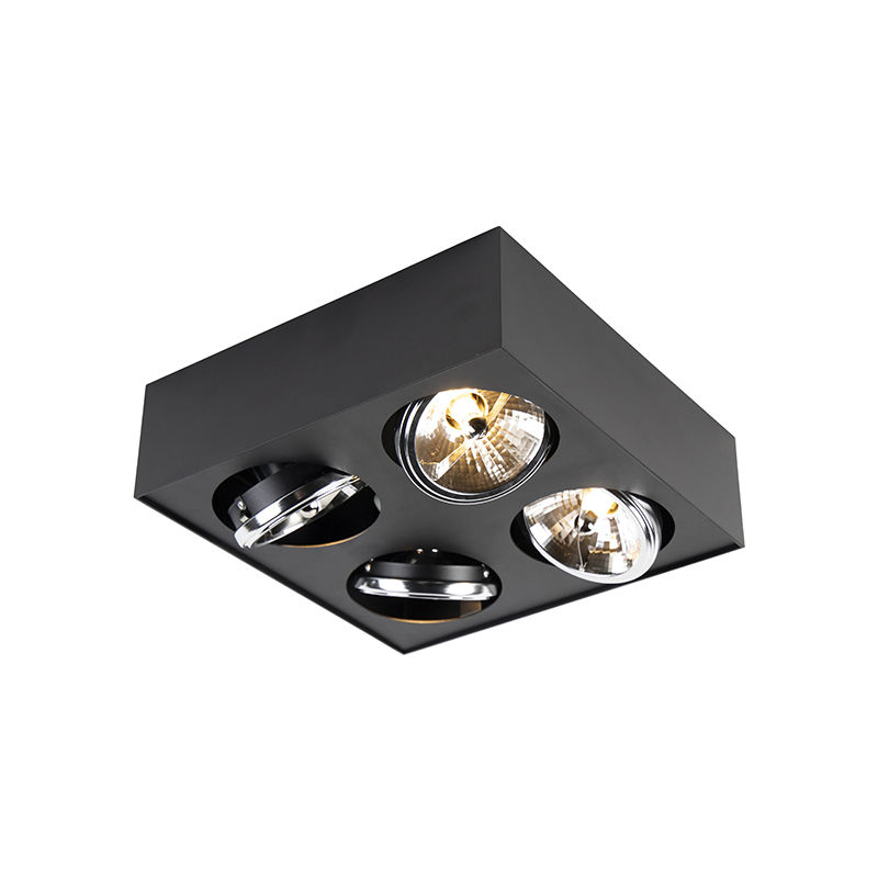 

QAZQA Moderno Plafón diseño negro cuadrado 4 xG9 - KAYA Aluminio /Acero Cuadrada Adecuado para LED Max. 4 x 3 Watt