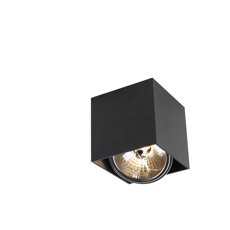 

QAZQA Moderno Foco diseño cuadrado negro 1-luz - BOX Aluminio Cubo /Cuadrada Adecuado para LED Max. 1 x 3 Watt