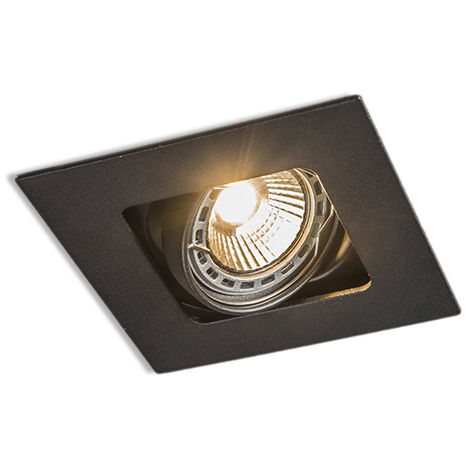 QAZQA + Moderno Foco empotrado cuadrado negro orientable - ARTEMIS Acero Cuadrada Adecuado para LED Max. 1 x 50 Watt - Negro