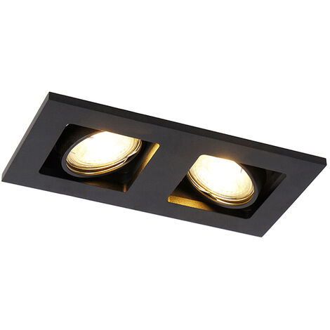 QAZQA + Moderno Foco empotrado negro rectangular 2-luces - QURE Aluminio Alargada /Rectangular Adecuado para LED Max. 2 x 50 Watt