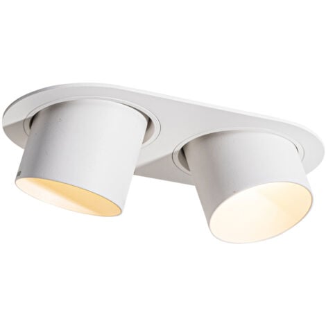 QAZQA Moderno Foco empotrado redondo blanco GU10 70 mm inclinable 2 luces - Installa Aluminio Redonda /Ovalada Adecuado para LED Max. 2 x 10 Watt