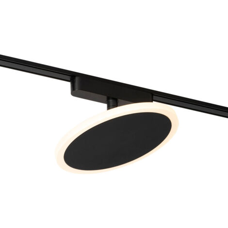 QAZQA Moderno Foco moderno negro para sistema de raíles monofásico con LED integrado - Magnetic Puk Redonda Incluye LED Max. 1 x 10.3 Watt