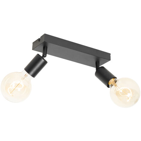 QAZQA Moderno Foco moderno negro rectangular 2 luces - Facil Acero Rectangular Adecuado para LED Max. 2 x 40 Watt