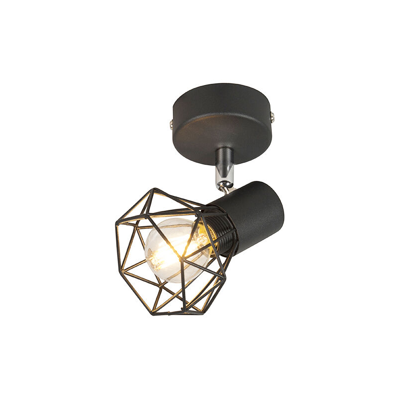

QAZQA + Moderno Foco Art Deco orientable negro - MOSH 1 Acero Redonda Adecuado para LED Max. 1 x 40 Watt