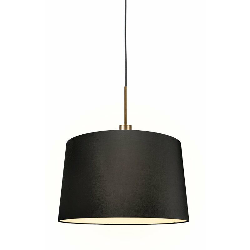 

QAZQA Moderno Lámpara colgante moderna bronce pantalla negro 45cm - COMBI 1 Textil /Acero Redonda Adecuado para LED Max. 1 x 60 Watt
