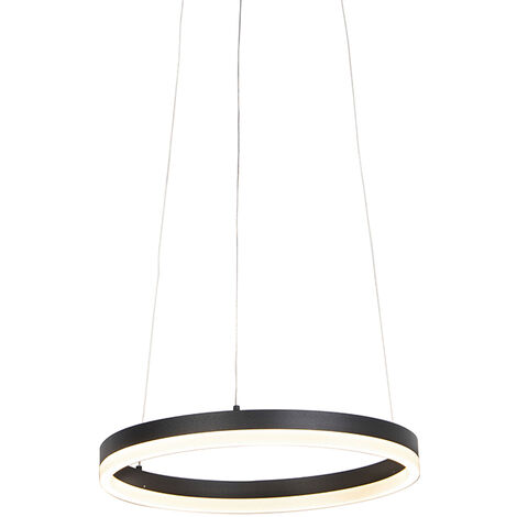 QAZQA Moderno Lámpara colgante de diseño negra 40 cm con LED regulable en 3 pasos - Anello Aluminio /Acero Redonda Incluye LED Max. 1 x 30 Watt